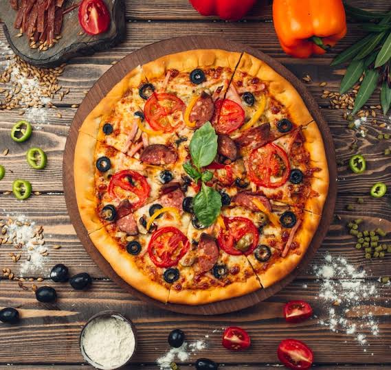 Delicious pizza with fresh toppings